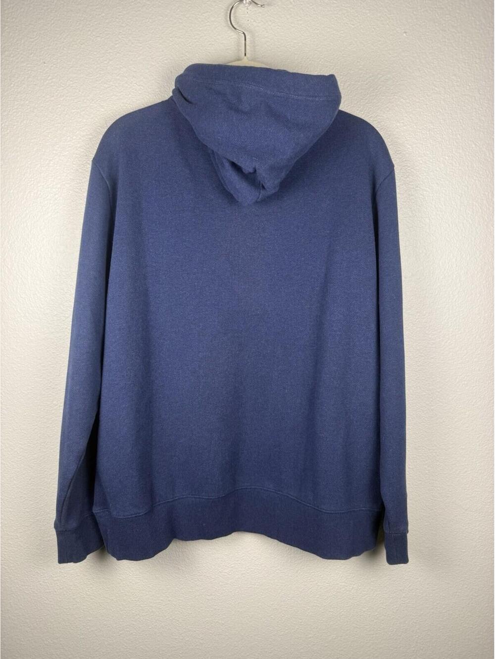Polo Ralph Lauren Hoodie Mens L Blue Snap Neck Pullover Zip Pocket Logo - Picture 5 of 8